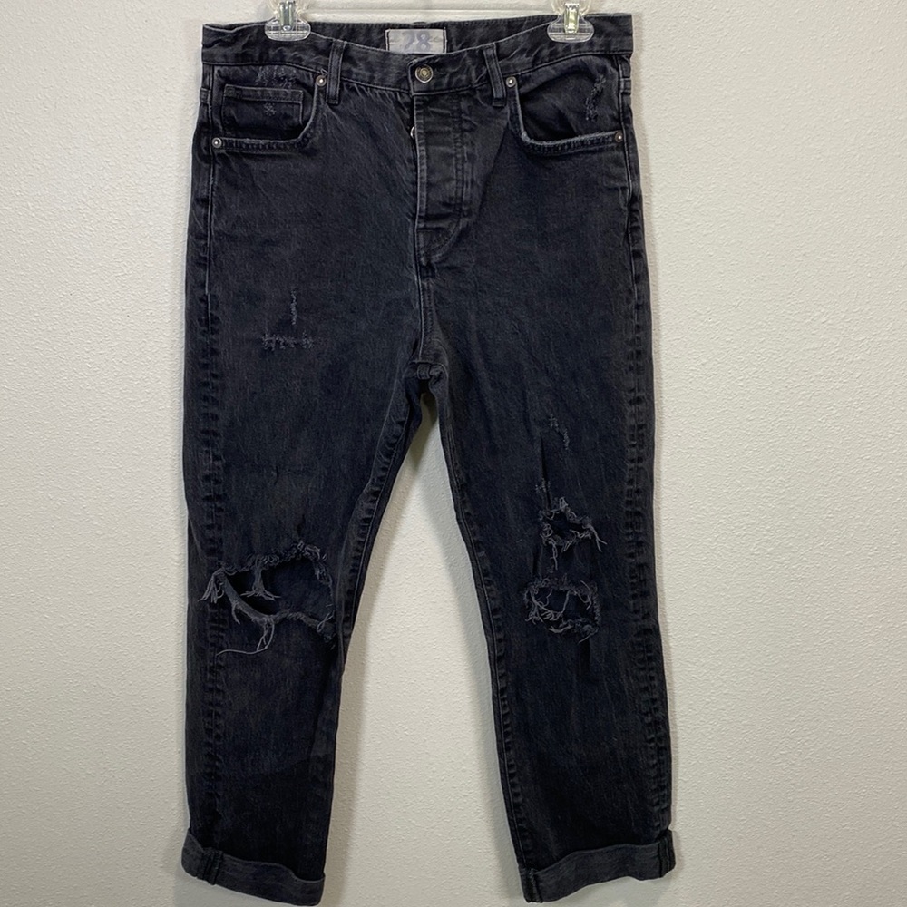 Free people distressed jeans straight high waist